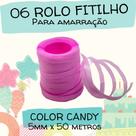 Kit Color Candy Fitilho Rolo para Embalagens e Presentes Prático e Versátil 06 unid