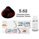 Kit Coloração Itallian Color 5.62 Castanho Claro Vermelho Violeta + Oxi 30