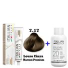 Kit Coloração Itallian Premium 60g Louro Cinza Marrom 7.17 + Emulsão Oxi 20vol.x 90ml. Kit Coloração Itallian Premium 60g Louro Cinza Marrom 7.17 + Emulsão Oxi 20vol.x 90ml.