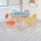 Kit colore mesa com 4 cadeiras infantil base madeira maciça