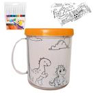Kit Colorir Caneca Acrílica 350ml+ 12 canetinhas + 4 desenho