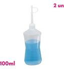 Kit Com 02 Almotolias Transparente Bico Reto Frasco 100ml