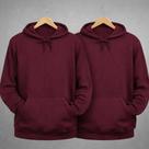 Kit com 02 Blusas de Frio Moletom Com Capuz Algodão Canguru Unisex Cor Bordô