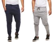 Kit com 02 calças de moletom masculina slim skinny sport luxo