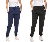 Kit com 02 calças moletom plus size feminina jogger slim fit básica lisa