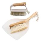 Kit com 02 Escovas e 01 Pá em Bambu Off White