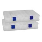 Kit com 02 Estojos para Iscas EP Fishing Transparente Duplo (Azul, 16 divisórias) Kit com 02 Estojos para Iscas EP Fishing Transparente Duplo (Azul, 16 divisórias)