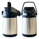 Kit com 02 Garrafas De Inox Térmica 2,5 Litros com Alavanca Prata Inox para Terere ou Chimarrão