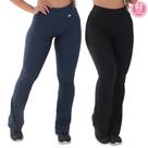 Kit com 02 Leggings Flare Felpada Bailarina Wide Leg
