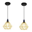 Kit com 02 Luminarias Pendente Aramado Modelo Diamante Retrô Bivolt 110v 220v Cor Amarelo