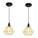 Kit com 02 Luminarias Pendente Aramado Modelo Diamante Retrô Bivolt 110v 220v Cor Amarelo Kit com 02 Luminarias Pendente Aramado Modelo Diamante Retrô Bivolt 110v 220v Cor Amarelo