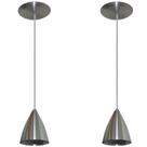 Kit Com 02 Lustres Pendentes De Aluminio - 17cm x 13cm - Aluminio Escovado - Inox