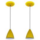 Kit Com 02 Lustres Pendentes De Aluminio - 17cm x 13cm - Amarelo