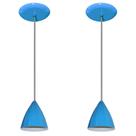 Kit Com 02 Lustres Pendentes De Aluminio - 17cm x 13cm - Azul