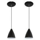 Kit Com 02 Lustres Pendentes De Aluminio - 17cm x 13cm - Preto