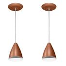 Kit Com 02 Lustres Pendentes De Aluminio - 17cm x 13cm - Rose Gold / Cobre