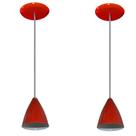 Kit Com 02 Lustres Pendentes De Aluminio - 17cm x 13cm - Vermelho