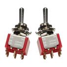 Kit Com 02 Mini Chaves Dpdt Toggle Switch 2 Vias 6 Polos ON/ON