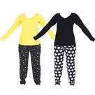 Kit com 02 Pijamas Bicolor/Estampado Manga Longa Click Mais Bonita