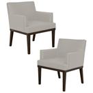 Kit com 02 Poltronas Decorativa Vitória material sintético Bege - Jm Estofados