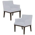 Kit com 02 Poltronas Decorativa Vitória material sintético Branco - Jm Estofados