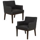 Kit com 02 Poltronas Decorativa Vitória material sintético Preto - Jm Estofados
