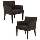 Kit com 02 Poltronas Decorativa Vitória material sintético Tabaco - Jm Estofados