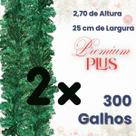 Kit com 02 Unidades Festão Aramado Verde Grosso 180 200 300 Galhos para Decoração Natalina Ramificado Premium