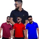 Kit com 03 Blusas Gola Polo Masculina Algodão