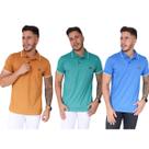 Kit com 03 Blusas Polo Masculina com Punho 100% Algodão
