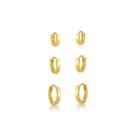 Kit com 03 Brincos Argolas trabalhados banhados a Ouro 18k