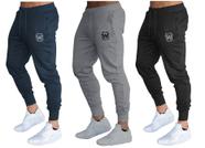 Kit com 03 calças de moletom masculina plus size slim sport wooks - m10p