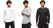 Kit com 03 camisetas longline masculina wooks oversized manga comprida wc2