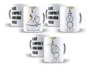 Kit Com 03 Canecas Porcelana Café É Sempre Boa Ideia