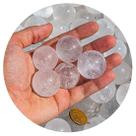 Kit com 03 Mini Esferas de Pedra Cristal Natural de Quartzo Cristal - 30 a 35 mm - Tipo B ATACADO