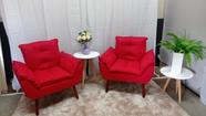Kit com 03 poltronas opala suede vermelho - pandora decor