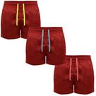 Kit Com 03 Shorts Bermuda Praia Vermelho Cordão Neon