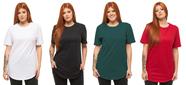 Kit com 04 camisetas longline manga curta feminina Kit com 04 camisetas longline manga curta feminina