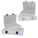 Kit com 04 Estojos para Iscas EP Fishing Transparente Duplo (Azul e Laranja, 16 divisórias) Kit com 04 Estojos para Iscas EP Fishing Transparente Duplo (Azul e Laranja, 16 divisórias)