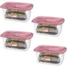 Kit com 04 Potes Retangulares Fácil Rosa 1400ml - Sanremo