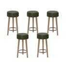 Kit Com 05 Banco Banqueta Pés Palito Paris Napa Verde - Salaone Kit Com 05 Banco Banqueta Pés Palito Paris Napa Verde - Salaone