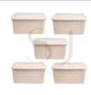 kit com 05 Caixa/Cestos:7,5 L/ Caixa organizadora Rattan Tampa