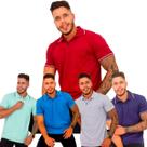 Kit com 05 Camisas Gola Polo Masculina Algodão Casual Básica com Bolso
