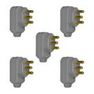 Kit com 05 Plugues Macho 3 pinos 2P T Legrand 10A 250V Cinza Ref. 615921