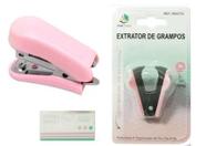 Kit com 1 mini grampeador chaveiro com 1 caixa com grampos + extrator de grampo de metal / plastico garra inter paper