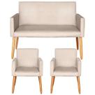 Kit com 1 Namoradeira 2 Poltronas Nina Para Recepção Clinica 4 Lugares Resistente Para Recepção Sala de Espera