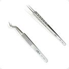 Kit Com 1 Pinça Curva E 1 Reta De Posicionamento De Estanho De Precisão De Aço Inoxidável Não Magnético