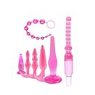 Kit com 1 Plug Jelly e 5 Plug Anal / 1 Dedeira Rosa SI