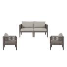 Kit com 1 Sofa e 2 Poltronas Maui em Polipropileno com Estofado Resistente a Água