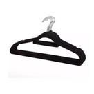 Kit com 10 Cabides Slim Veludo Flocado Preto Gancho de Metal